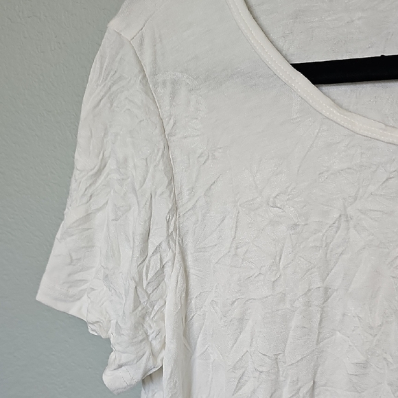 Citron Bleu White Textured Crinkle Casual Short Sleeve Top Medium - Picture 4 of 8